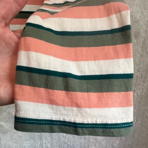 PACT 100% Organic Cotton Striped Top Jersey Sz XL Salmon Green Cream - Picture 9 of 14